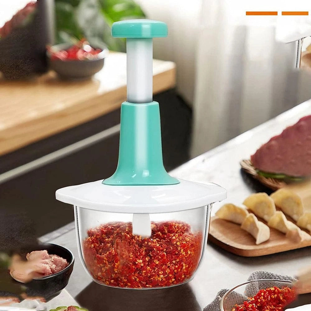Manual Hand Push Chopper | Multi-functional Vegetable Meat Grinder, Grater, Chopper -
