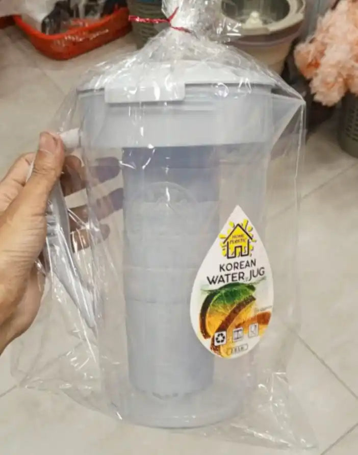Premium 2.8 Liter Water Jug with 6 Glasses – Unbreakable Plastic Drinkware Set for Home & Office (Random Color)
