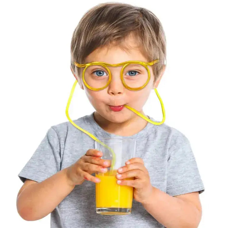 Funny Silly Straw Glasses for Kids and Adults - Creative Flexible Drinking Straw Eyeglasses Fun Party Accessory (Random Color)