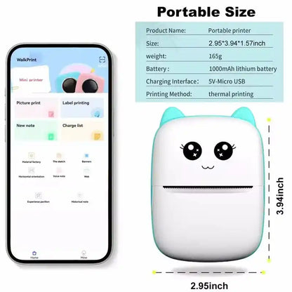 Mini Portable Thermal Printer | Wireless Bluetooth Pocket Photo Printer | 1 Paper Roll Included | Random Colour